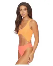 Reef Women's Swimsuit Size XS One Piece Splash Two Tone Orange Corral Cutout