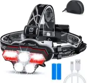 USB Rechargeable LED Head Lamp,27 LED Ultra Bright Head Flashlight and Red Light