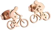 [Cykdohy] Stainless Steel Riding Bicycle Cartilage Stud Small Tiny Earrings for Women Men Minimalist Creative Hollow out Bike Mini Tragus Post Piercing Lightweight Fashion Statement Jewerly for Ride Lover