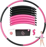Weighted Fitness Hoop for Adults Beginners, 2lb Hula Hoop for Fun Exercise, 8 Detachable Sections