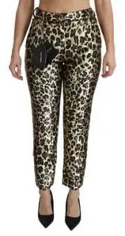 Dolce & Gabbana Chic High Waist Leopard Sequin Women's Pants Authentic