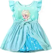 [Disney] Princess Girls Romper With Tulle Skirt Overlay Cute Rompers for Girls Toddler to Big Kid