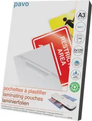 Pavo - Laminating Pouches A3 2x125 Micron - Matt (Pack of 100)