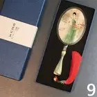 1pcs Retro Metal Handheld Mirror Make Up Printed Tassel with Box Dance Mirror