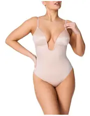 [Spanx] Shape&Trade Suit Your Fancy Plunge Low-back Thong Bodysuit