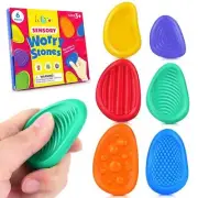 Sensory Worry Stones for Kids | 6-Piece Fidget Stress Relief Set for Ages 3+(2 s