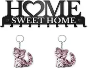 Key Holder for Wall,Key Racks Set Include 2 Keychain,Black Metal Key Holder Wall Mount,Key Hook for Entryway, Front Door, Hallway, Office (10 Hooks)