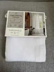 New 95"x54" Light Filtering Linen Window Curtain Panel White - Threshold