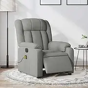 Electric Massage Recliner Chair Light Grey - Comfy Reclining Reading Chair for Living Room, Bedroom & Lounge Spaces - Furniture Recliners