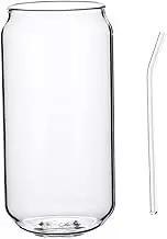 BRIGHTFUFU 1Set Stylish Heat Resistant Glass Cup with Straw Versatile Milk Water Juice and Drinkware Sturdy and Safe Design for Home Go Use