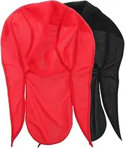 [MOBUTOFU] 2 Pack Outdoor Sports Helmet Liner Hat Sun Protection Cool Dry Bandana Hat for Cycling Men's Pirate Style Hat Black Red
