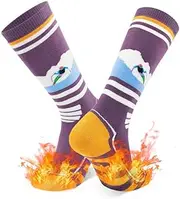 [DECOVICI] Ski Socks for Men and Women, Knee Socks, Winter Thermal Thick Socks for Boots, Warm Functional Socks for Cold Weather, Snowboarding, Hiking, Riding, 1 Pair, 02 Purple, 35-39