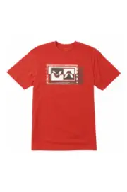 Rvca COPY BOX Pompeii Red Black Off-white Graphic S/S Standard Fit Men's T-Shirt