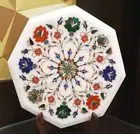 Marble Coffee Table Top Semi Precious Gemstone Inlay Work Kitchen Corner Table