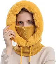 [LJRPUPY] One Piece Knit Beanie Scarf Mask Fleece Beanie Hats Hooded Balaclava Warm Skull Cap Beanies for Women
