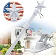House Flag Pole Kit - 6ft Tangle Free Holder for Outside 6ft, White
