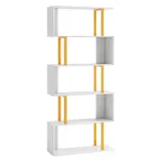 Costway 5-Tier S-Shaped Geometric Bookcase Decorative Bookshelf