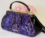 NWT BRAHMIN EMMETT PURPLE POTION WINTERLIGHT LEATHER FRAME SATCHEL CROSSBODY BAG