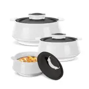 Milton Venice Inner Stainless Steel Insulated Casserole, White, Set 3- Free Post