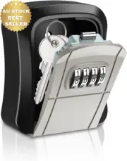 Key Lock Box Wall Mount 4-Digit Combo Waterproof Resettable Outdoor Safe