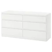 KULLEN chest of 6 drawers, white, 140x72 cm