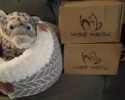 2 New Cat Beds Indoor Warm Medium Large Cat Cave Miss Meow Gray Lot Two Box