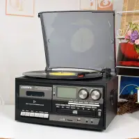 在飛比找樂天市場購物網優惠-黑膠唱片機 復古CD機 現代留聲機 藍牙USB內置迷你音箱多