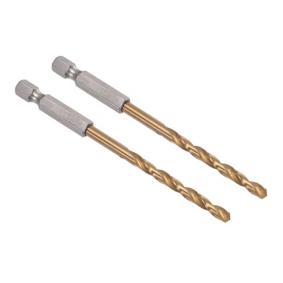 2pcs Titanium Coated Drill Bit with 1/4" Hex Shank - [4.5mm x 99mm] M35