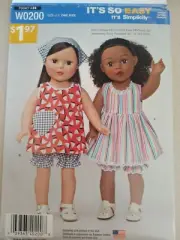 Simplicity Pattern W0200 18" Doll Clothes Dress Bloomers Bandana Scarf