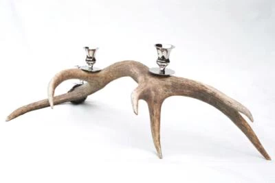 Fantastic Natural Stag Horn Antler Candelabra 3 Candle Holder Centrepiece