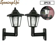 SpringUp - Set of 2 Outdoor Solar Powered Wall Lantern LED Lights Garden Pathway Landscape Lamp