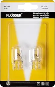 Flosser Incandescent 7440 T20 21W 92190 Warm White Reverse Back Up Turn Signal Brake Stop DRL Light Bulbs Replacement (Pack of 2) Made in Germany