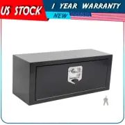 28"x12"x11" Black Iron Truck Bed Underbody Tool Box Trailer Trunk Storage