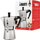 Moka Express - Iconic 9-Cup Italian Stovetop Espresso Maker in Aluminum Silver
