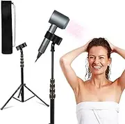 Hair Dryer Stand Holder 23.6-76.7 inch Height Hands Free Adjustable 180 Degree Rotating Blow Dryer Floor Tripod Stand with Storage Bag for Women Pets