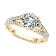 1.20 CT. T.W. Natural Diamond Double Row Split Shank Engagement Ring in Solid 14K Gold