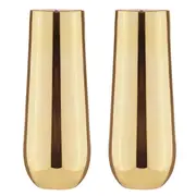 2PK Aurora 500ml Stemless Champagne Glass Water/Juice Drinking Cup Set Gold