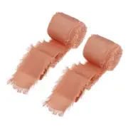 2 Rolls Silk Satin Ribbon, 1.5" 6 Yards Chiffon Fabric Ribbon Orange