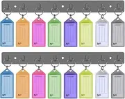Acrimet Key Tag Rack w/ 8 Keyring Tags (Self-Adhesive Key Storage Rack) (2 Pack) (Assorted Color)
