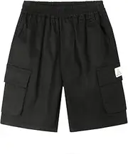 [KOADOA] Big Kid Cargo Shorts Boys Elastic Waist Pull On Shorts