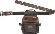 [DEWALT] Tool Belt, with Leather Pouch, 12 Pockets, Brown (DWST550115)
