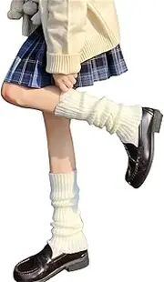 [Fernvia] Womens Lolita Knit Long Socks Leg Warmers Harajuku Japanese Kawaii Boot Socks Winter Ankle Heap Sock