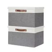Collapsible Storage Bins Storage Boxes with lid, 2 Pack Storage Baskets with ...