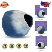 Durable Twilight Blue Wool Cat Cave - Perfect Hideaway for All Breeds