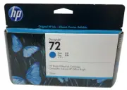 HP 72 Cyan DesignJet Ink Cartridge 130-ml (C9371A) Exp 2023 Sealed Retail Box