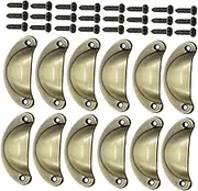 LALAFINA 12pcs Furniture Drawer Handles Semi-Circular Hampton Style Knobs Shell Designed Easy to Install