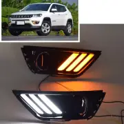 DRL For Jeep Compass 2017-18 LED Daytime Running Light Fog Driving Light W/ Turn