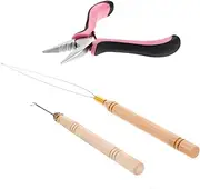 MERRYHAPY 3pcs Hair Extension Tool Kit Premium Bead Looper Tool Precision Pliers for Compatibility with Wigs Extensions for Salon Home Use