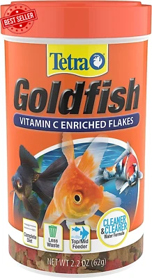 Goldfish Flakes Fish Food for Goldfish, Balanced Diet, Clear Water Formula 62G