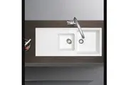 1160x500mm Single Bowl Small bowl with Drainer Board Granite Kitchen Laundry Sink Top/Flush Mount White